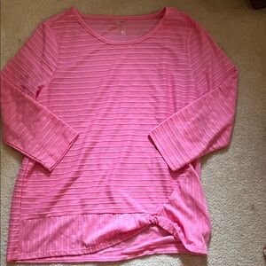 Silver NWT Pink ribbed  textured stripe 3/4 Sleeve Top sz L